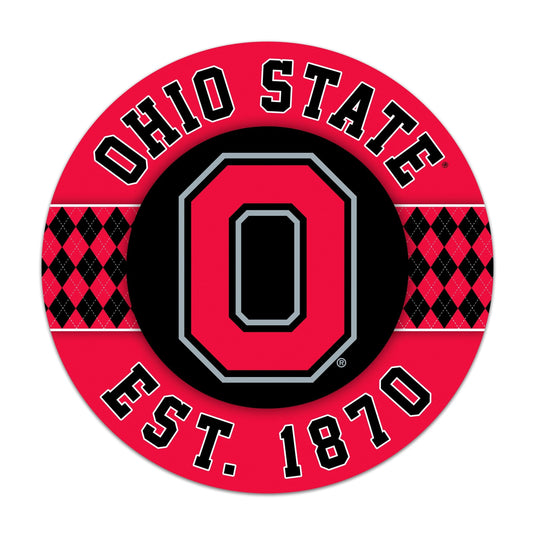 Fan Creations NCAA Ohio State University Argyle 16inc Circle Wall Art