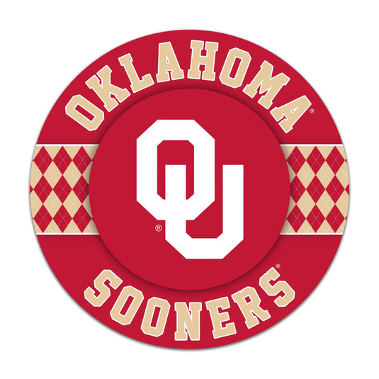Fan Creations NCAA University of Oklahoma Argyle 16inc Circle Wall Art