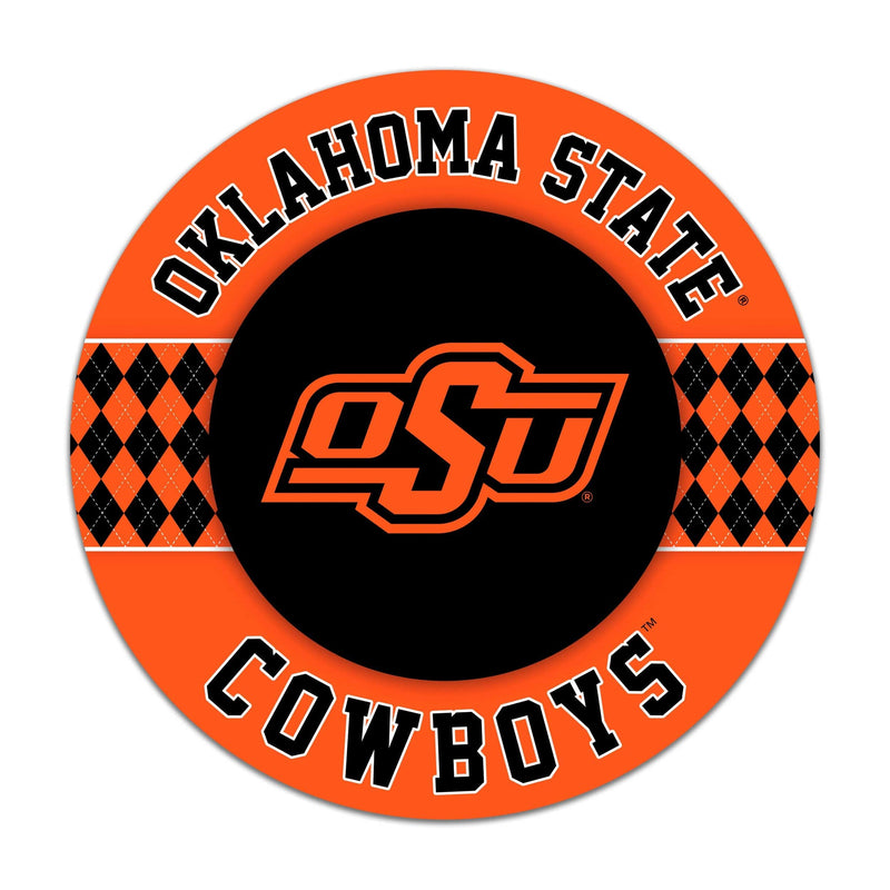 Load image into Gallery viewer, Fan Creations NCAA Oklahoma State University Argyle 16inc Circle Wall Art
