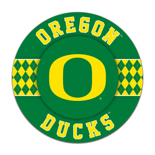 Fan Creations NCAA University of Oregon Argyle 16inc Circle Wall Art