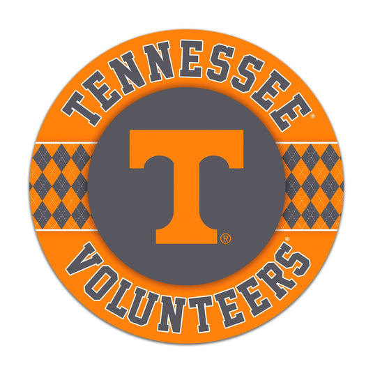 Fan Creations NCAA University of Tennessee Argyle 16inc Circle Wall Art