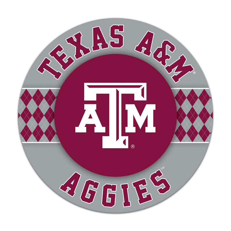 Load image into Gallery viewer, Fan Creations NCAA Texas A&amp;M University Argyle 16inc Circle Wall Art
