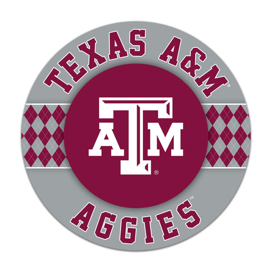 Fan Creations NCAA Texas A&M University Argyle 16inc Circle Wall Art