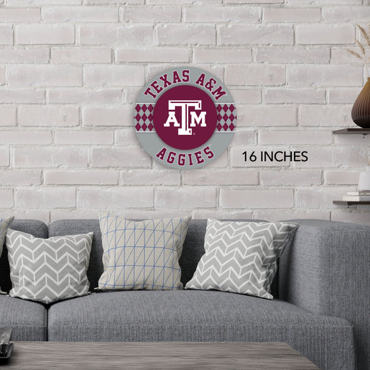 Fan Creations NCAA Texas A&M University Argyle 16inc Circle Wall Art