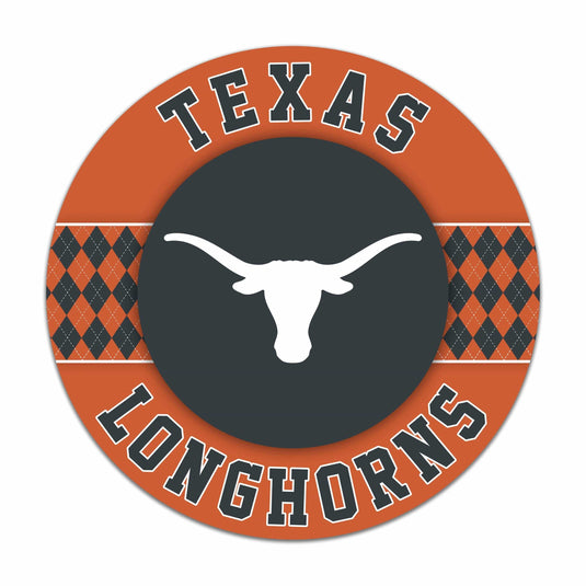 Fan Creations NCAA University of Texas Argyle 16inc Circle Wall Art