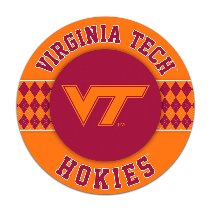 Load image into Gallery viewer, Fan Creations NCAA Virginia Tech Argyle 16inc Circle Wall Art
