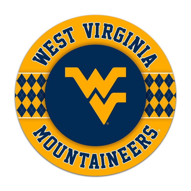 Load image into Gallery viewer, Fan Creations NCAA West Virginia University Argyle 16inc Circle Wall Art
