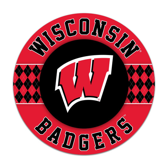 Fan Creations NCAA University of Wisconsin Argyle 16inc Circle Wall Art