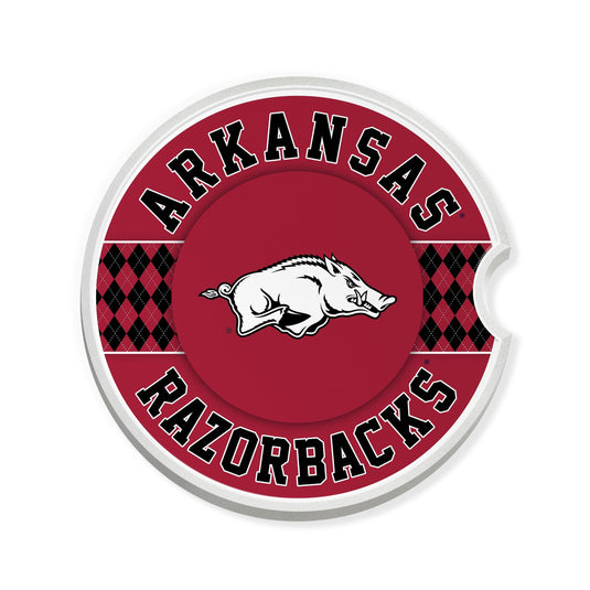 Fan Creations University of Arkansas Argyle Ceramic Car Coaster - 2 Pack