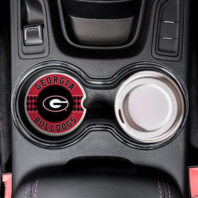 Load image into Gallery viewer, Fan Creations University of Georgia Argyle Ceramic Car Coaster - 2 Pack
