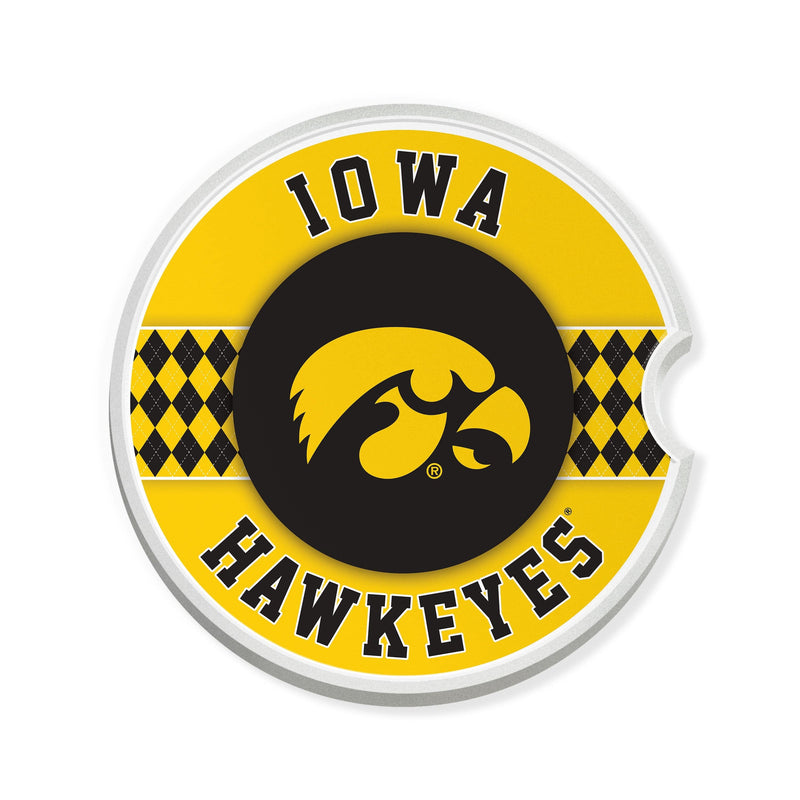 Load image into Gallery viewer, Fan Creations University of Iowa Argyle Ceramic Car Coaster - 2 Pack
