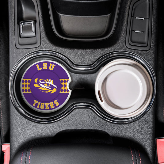 Fan Creations LSU Argyle Ceramic Car Coaster - 2 Pack