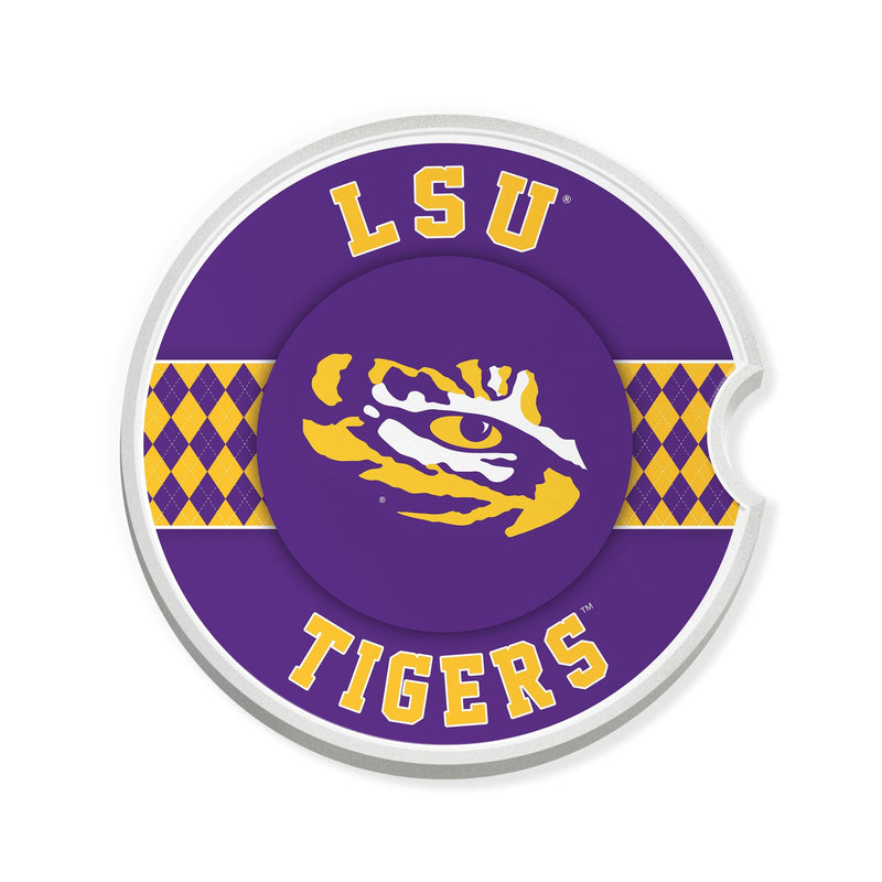 Load image into Gallery viewer, Fan Creations LSU Argyle Ceramic Car Coaster - 2 Pack
