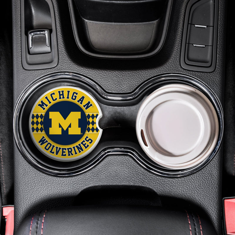Load image into Gallery viewer, Fan Creations University of Michigan Argyle Ceramic Car Coaster - 2 Pack
