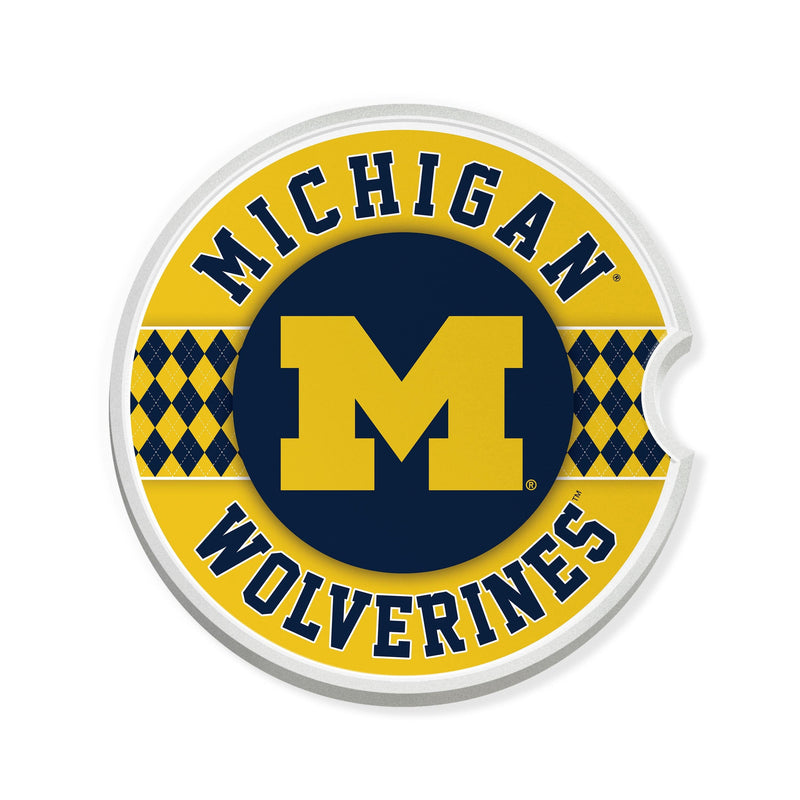 Load image into Gallery viewer, Fan Creations University of Michigan Argyle Ceramic Car Coaster - 2 Pack
