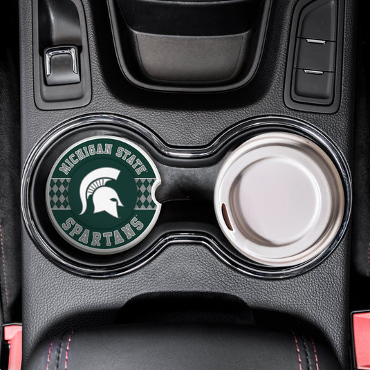 Fan Creations Michigan State University Argyle Ceramic Car Coaster - 2 Pack