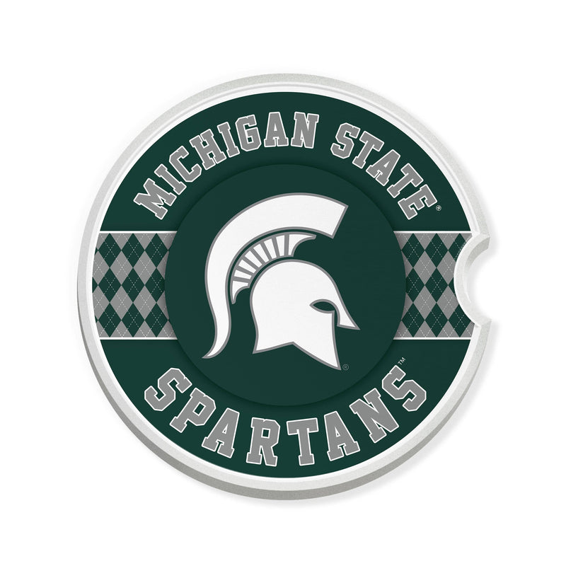 Load image into Gallery viewer, Fan Creations Michigan State University Argyle Ceramic Car Coaster - 2 Pack
