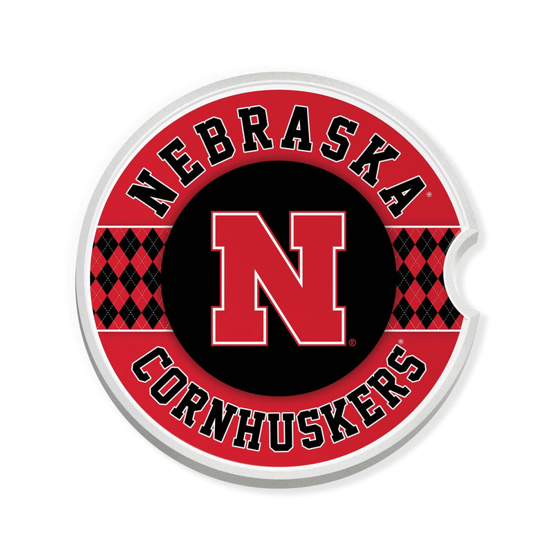 Load image into Gallery viewer, Fan Creations University of Nebraska  Argyle Ceramic Car Coaster - 2 Pack
