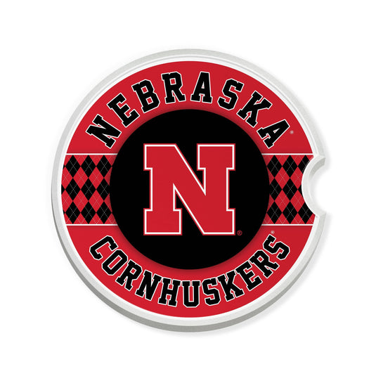 Fan Creations University of Nebraska  Argyle Ceramic Car Coaster - 2 Pack