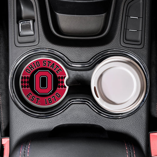 Fan Creations Ohio State University Argyle Ceramic Car Coaster - 2 Pack