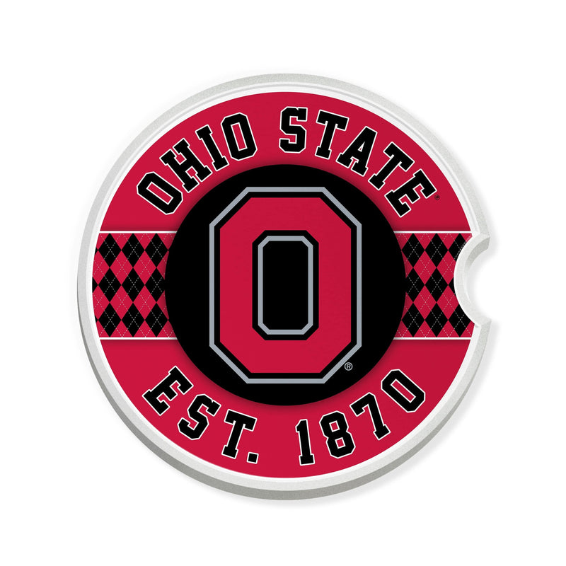 Load image into Gallery viewer, Fan Creations Ohio State University Argyle Ceramic Car Coaster - 2 Pack
