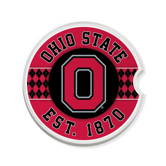 Fan Creations Ohio State University Argyle Ceramic Car Coaster - 2 Pack