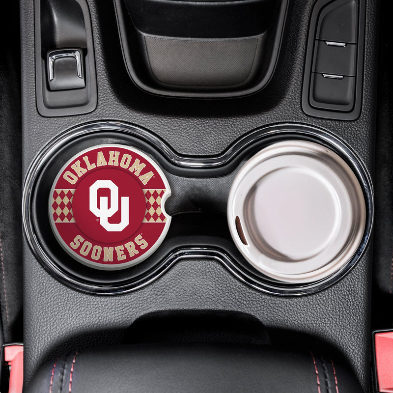 Load image into Gallery viewer, Fan Creations University of Oklahoma Argyle Ceramic Car Coaster - 2 Pack
