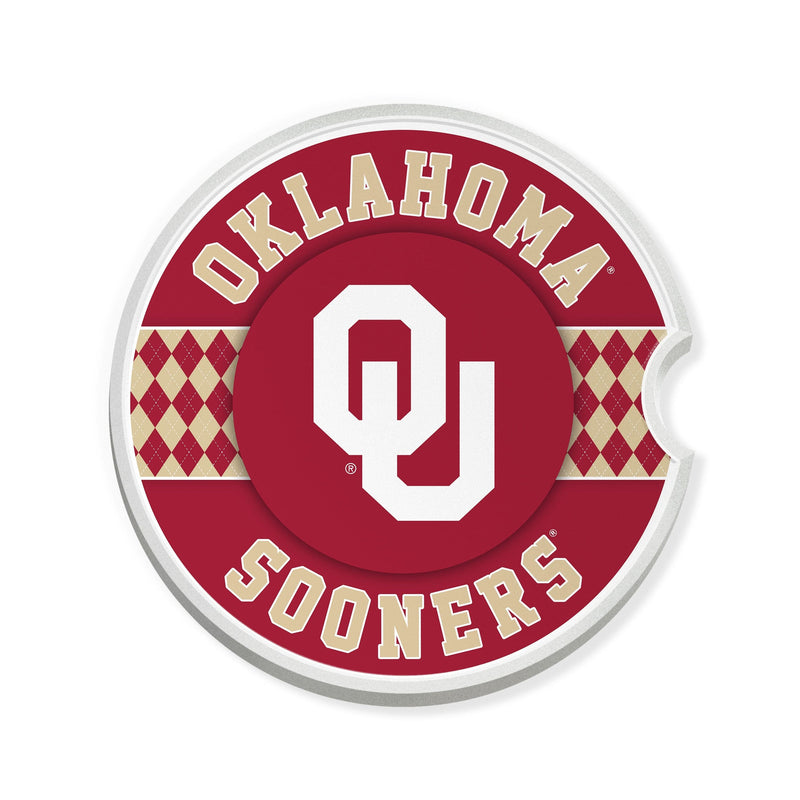 Load image into Gallery viewer, Fan Creations University of Oklahoma Argyle Ceramic Car Coaster - 2 Pack
