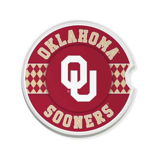 Fan Creations University of Oklahoma Argyle Ceramic Car Coaster - 2 Pack