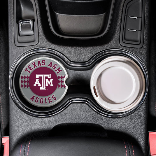 Fan Creations Texas A&M University Argyle Ceramic Car Coaster - 2 Pack