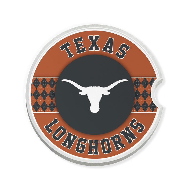 Load image into Gallery viewer, Fan Creations University of Texas Argyle Ceramic Car Coaster - 2 Pack
