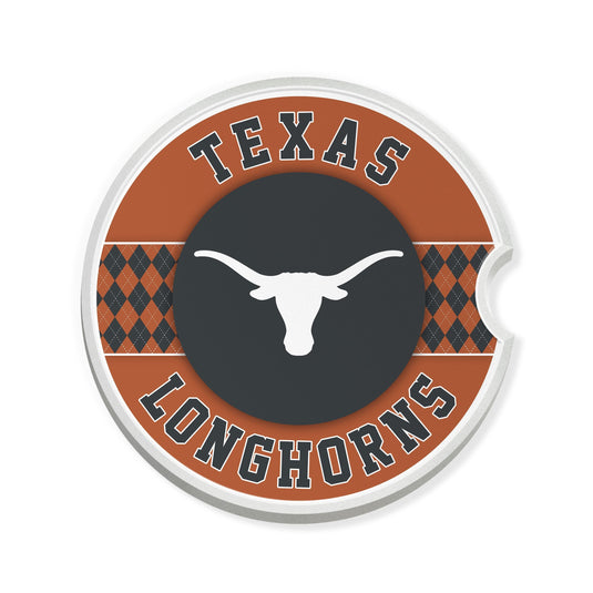 Fan Creations University of Texas Argyle Ceramic Car Coaster - 2 Pack