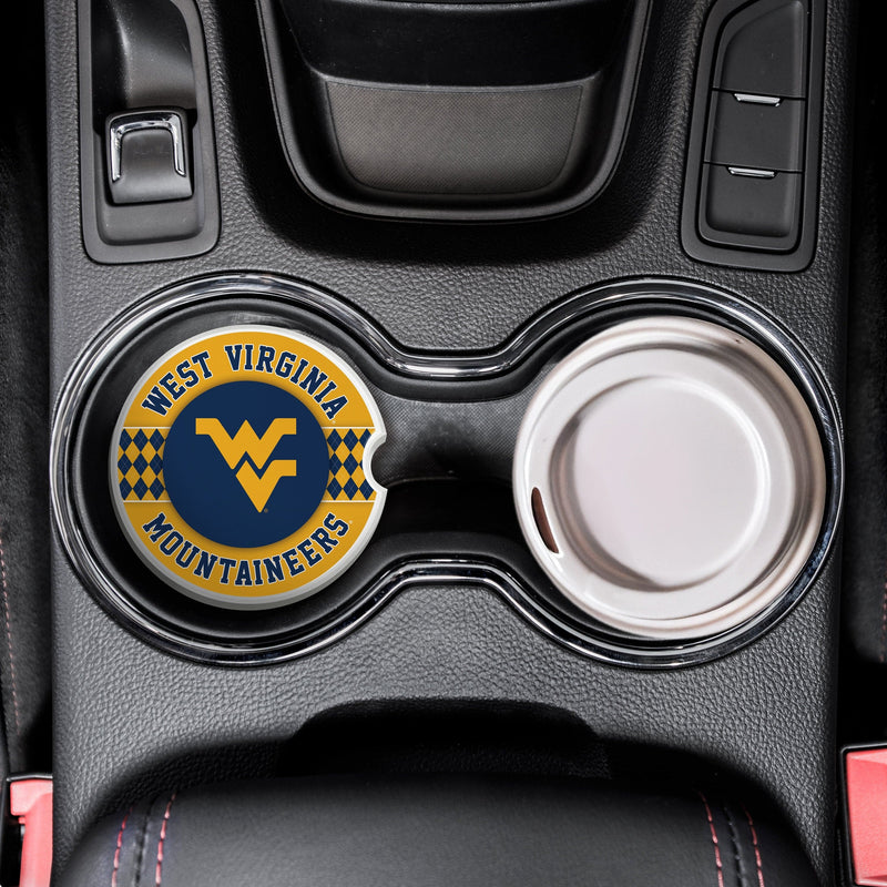 Load image into Gallery viewer, Fan Creations West Virginia University Argyle Ceramic Car Coaster - 2 Pack

