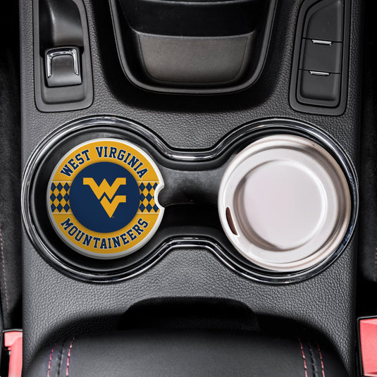 Fan Creations West Virginia University Argyle Ceramic Car Coaster - 2 Pack