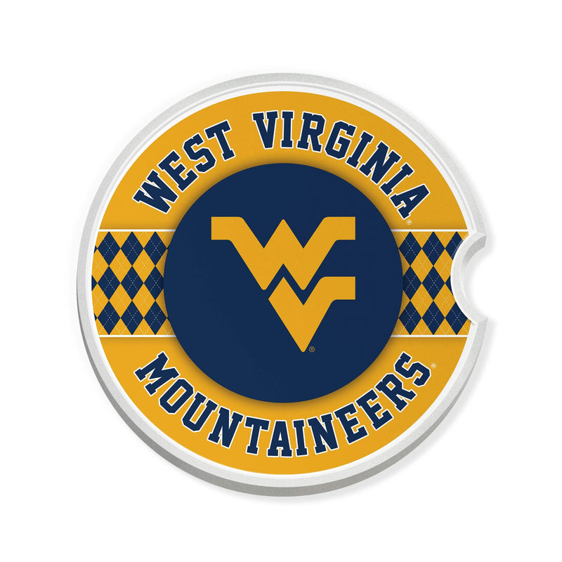 Load image into Gallery viewer, Fan Creations West Virginia University Argyle Ceramic Car Coaster - 2 Pack
