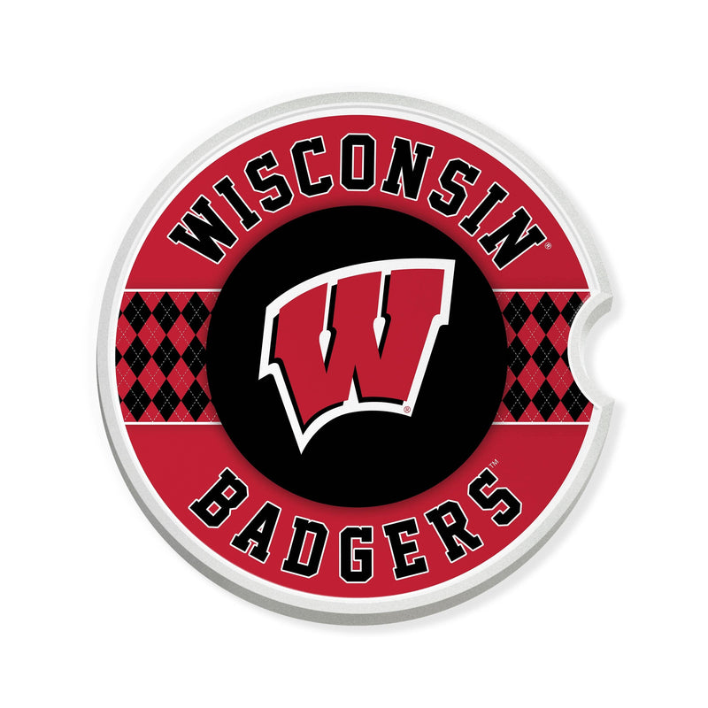 Load image into Gallery viewer, Fan Creations University of Wisconsin Argyle Ceramic Car Coaster - 2 Pack
