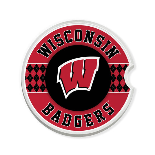 Fan Creations University of Wisconsin Argyle Ceramic Car Coaster - 2 Pack