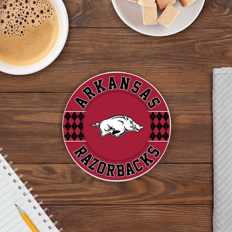 Load image into Gallery viewer, Fan Creations coaster NCAA - University of Arkansas 4 inch Ceramic Argyle Coaster

