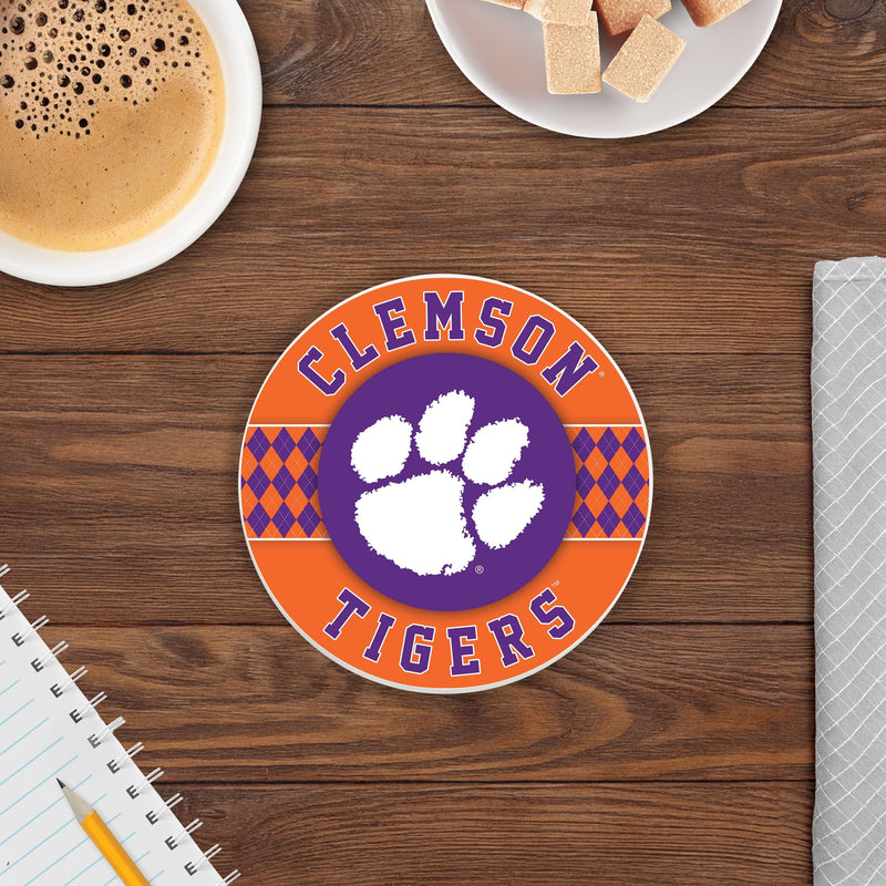 Load image into Gallery viewer, Fan Creations coaster NCAA - Clemson University 4 inch Ceramic Argyle Coaster
