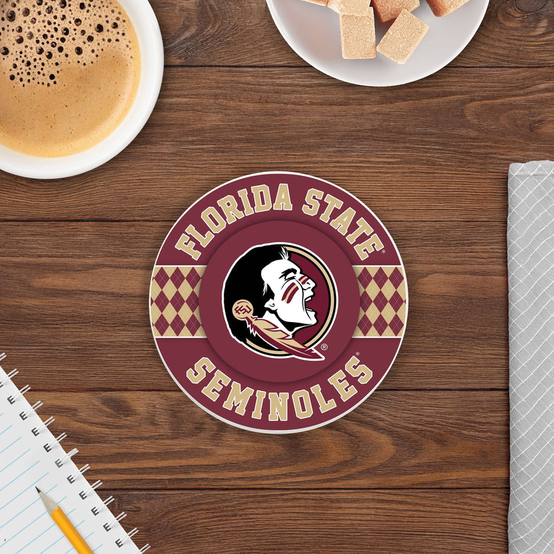 Load image into Gallery viewer, Fan Creations coaster NCAA - Florida State University 4 inch Ceramic Argyle Coaster
