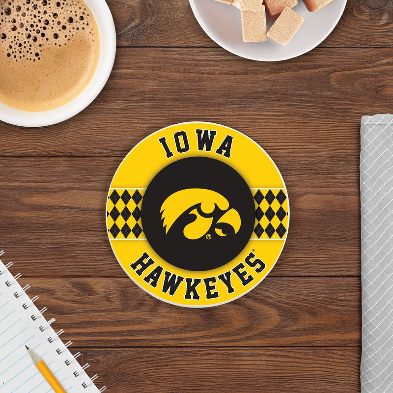 Load image into Gallery viewer, Fan Creations coaster NCAA - University of Iowa 4 inch Ceramic Argyle Coaster
