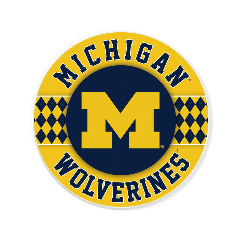 Load image into Gallery viewer, Fan Creations coaster NCAA - University of Michigan  4 inch Ceramic Argyle Coaster

