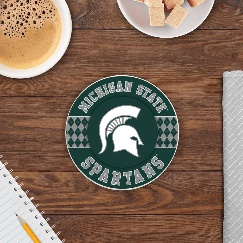 Load image into Gallery viewer, Fan Creations coaster NCAA - Michigan State University  4 inch Ceramic Argyle Coaster
