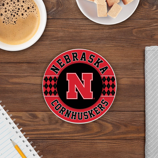 Fan Creations coaster NCAA - University of Nebraska   4 inch Ceramic Argyle Coaster