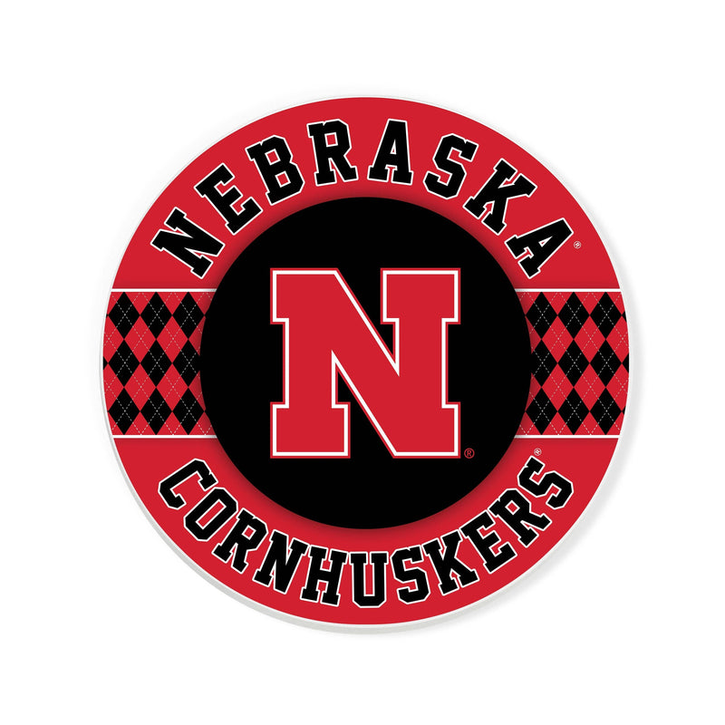 Load image into Gallery viewer, Fan Creations coaster NCAA - University of Nebraska   4 inch Ceramic Argyle Coaster
