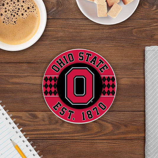 Fan Creations coaster NCAA - Ohio State University  4 inch Ceramic Argyle Coaster