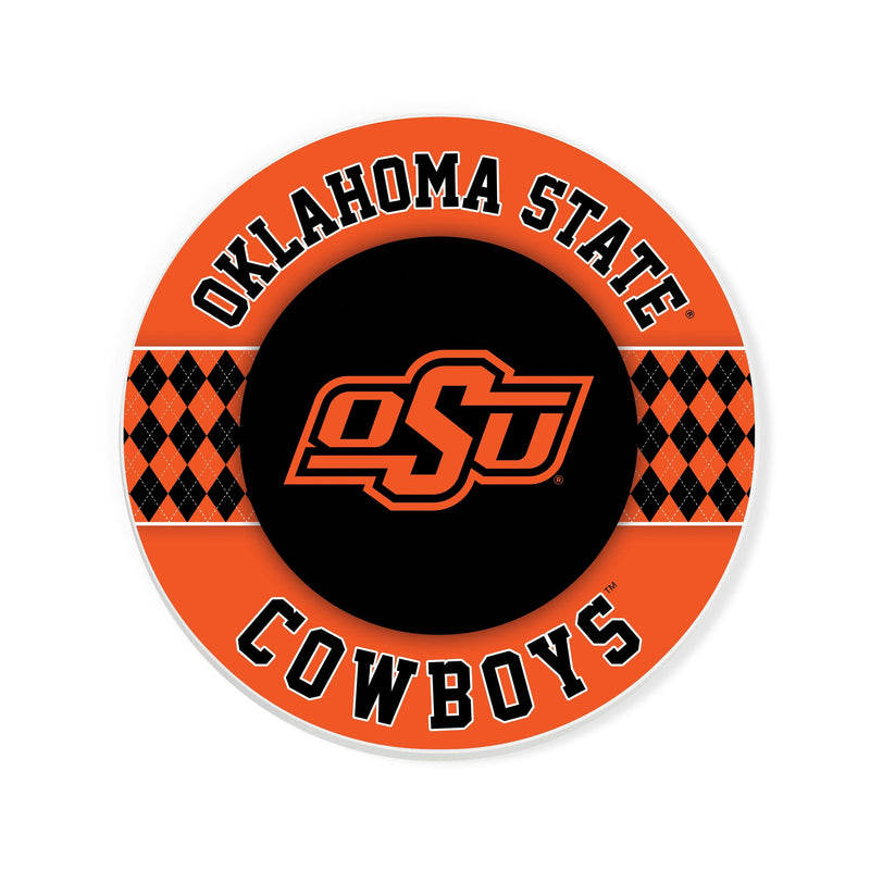 Load image into Gallery viewer, Fan Creations coaster NCAA - Oklahoma State University  4 inch Ceramic Argyle Coaster
