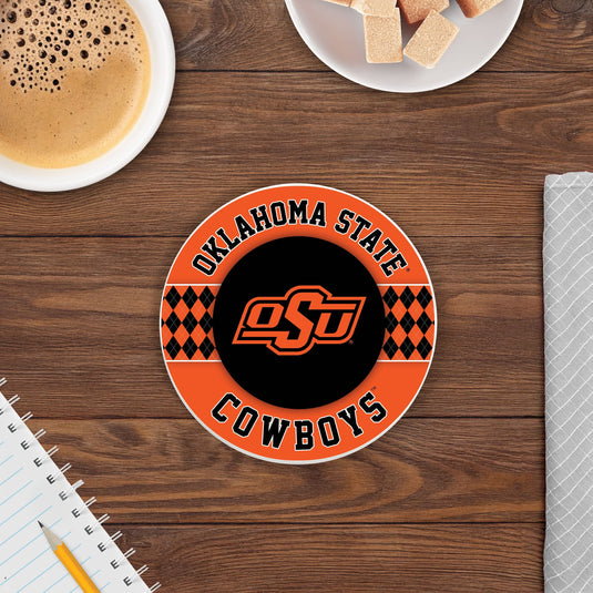 Fan Creations coaster NCAA - Oklahoma State University  4 inch Ceramic Argyle Coaster