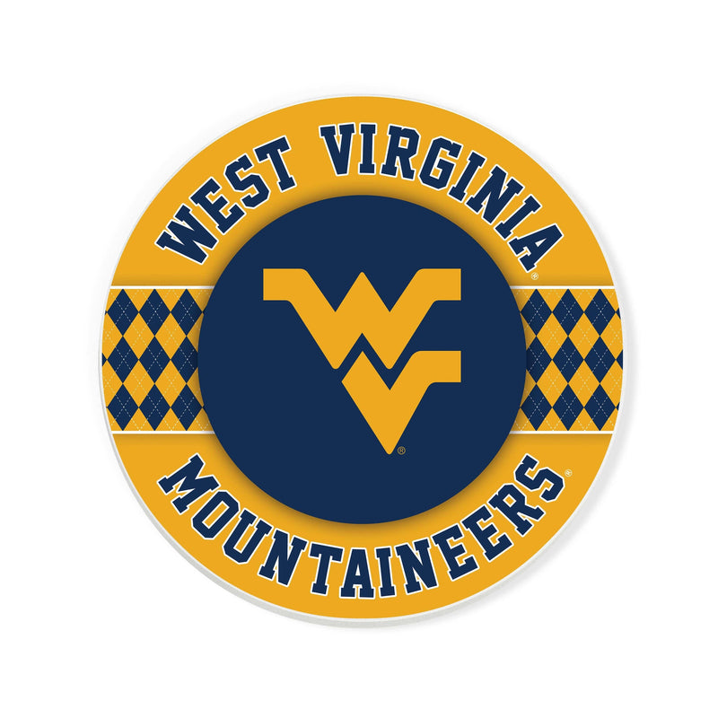 Load image into Gallery viewer, Fan Creations coaster NCAA - West Virginia University  4 inch Ceramic Argyle Coaster
