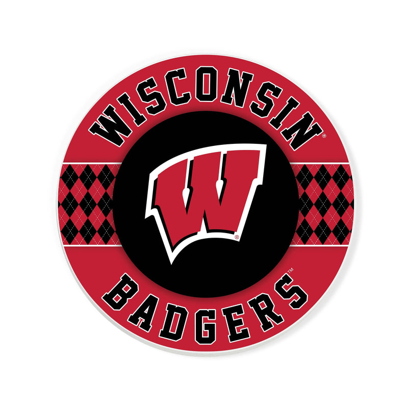 Load image into Gallery viewer, Fan Creations coaster NCAA - University of Wisconsin  4 inch Ceramic Argyle Coaster
